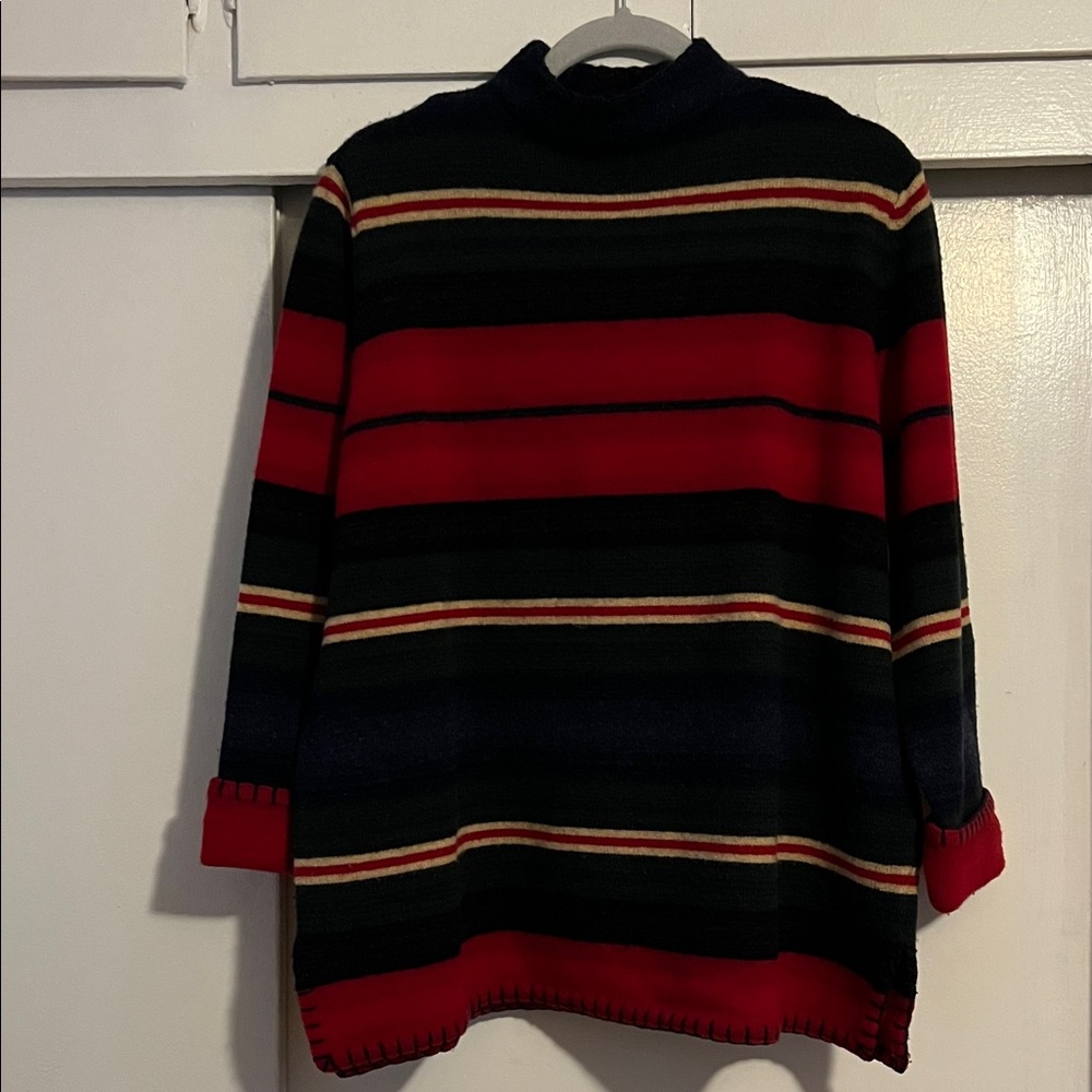 LaurenRalph Lauren Wool Mock Neck Striped Sweater